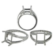 Split Shank Ring with Rectangular Prongs Mounting in Sterling Silver 8x10mm