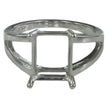 Split Shank Ring with Rectangular Prongs Mounting in Sterling Silver 8x10mm