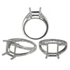 Split Shank Ring with Rectangular Prongs Mounting in Sterling Silver 8x10mm