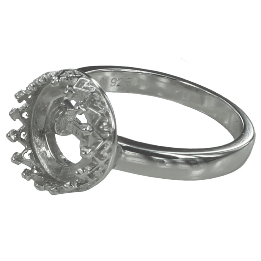 Gallery Ring with Round Bezel Mounting in Sterling Silver 10mm