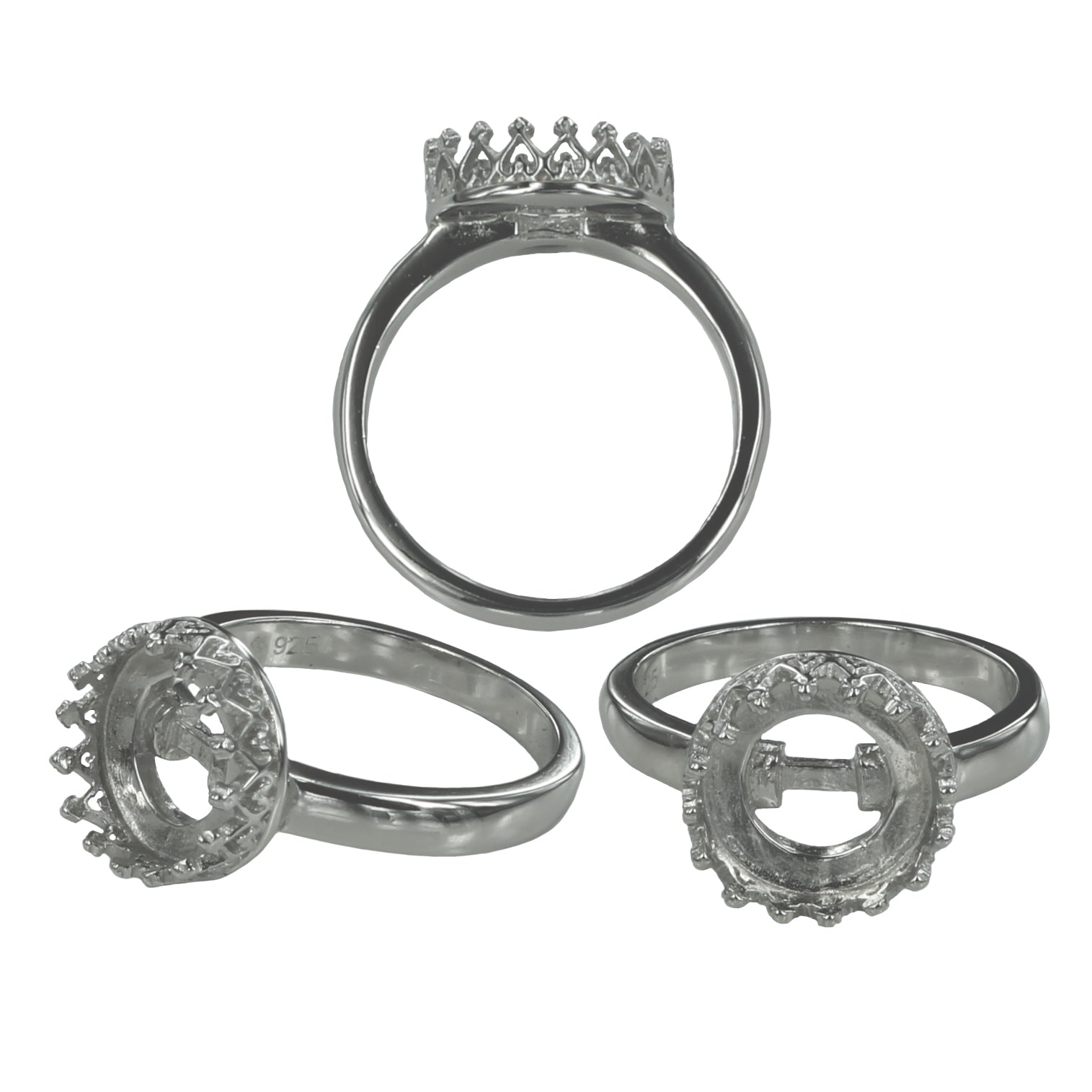 Gallery Ring with Round Bezel Mounting in Sterling Silver 10mm