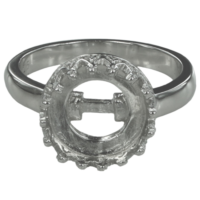 Gallery Ring with Round Bezel Mounting in Sterling Silver 10mm