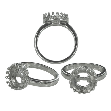 Gallery Ring with Round Bezel Mounting in Sterling Silver 10mm