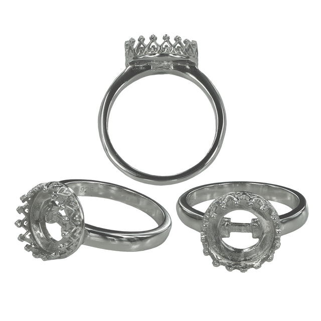 Gallery Ring with Round Bezel Mounting in Sterling Silver 10mm