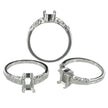 Swirls Ring with Rectangular Prong Mounting in Sterling Silver for 5x7mm Stones