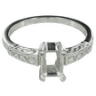 Swirls Ring with Rectangular Prong Mounting in Sterling Silver for 5x7mm Stones