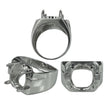 Ring with Oval Prongs Mounting in Sterling Silver 12x14mm