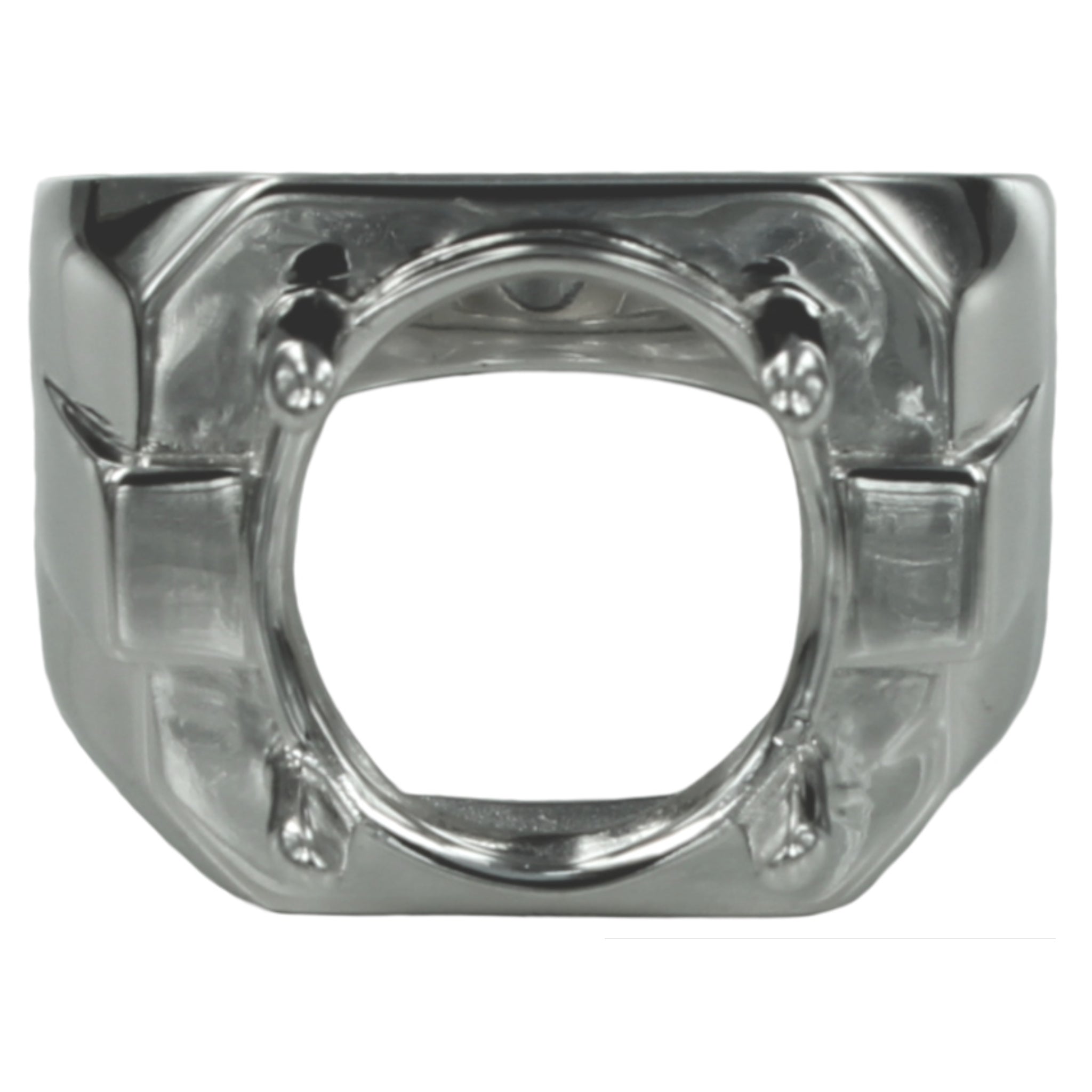Ring with Oval Prongs Mounting in Sterling Silver 12x14mm