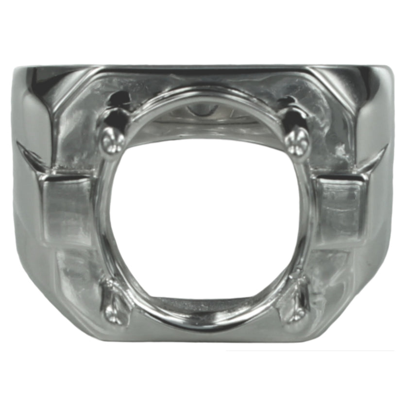 Ring with Oval Prongs Mounting in Sterling Silver 12x14mm