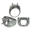 Ring with Oval Prongs Mounting in Sterling Silver 12x14mm