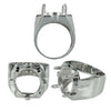 Tapered Wide Ring with Oval Prongs Mounting in Sterling Silver 14x16mm