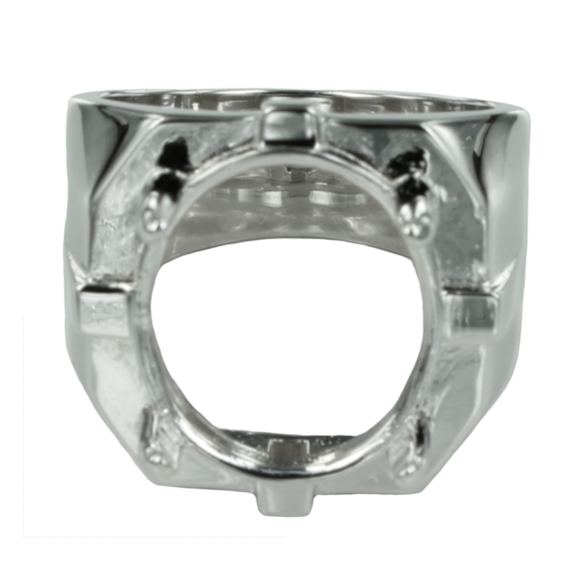 Tapered Wide Ring with Oval Prongs Mounting in Sterling Silver 14x16mm