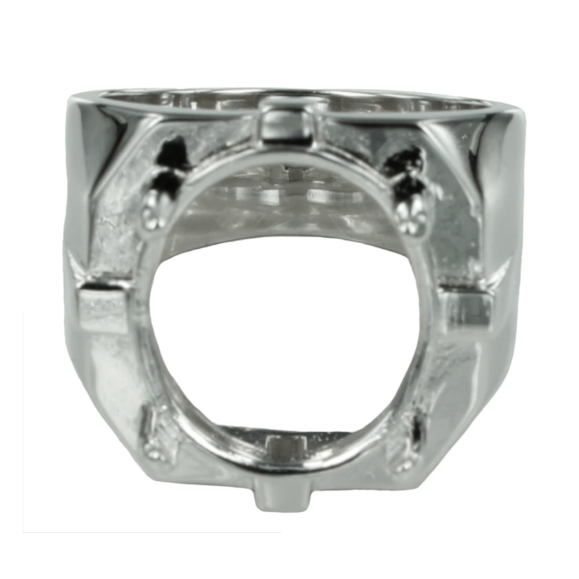 Tapered Wide Ring with Oval Prongs Mounting in Sterling Silver 14x16mm