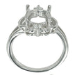 Ring with Cubic Zirconia Inlays and Oval Prongs Mounting in Sterling Silver 8x9mm