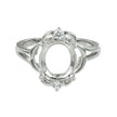 Ring with Cubic Zirconia Inlays and Oval Prongs Mounting in Sterling Silver 8x9mm