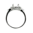 Oval Prongs Mounting Ring Stylish Pattern on the Sides in Sterling Silver for 7x9mm Stones