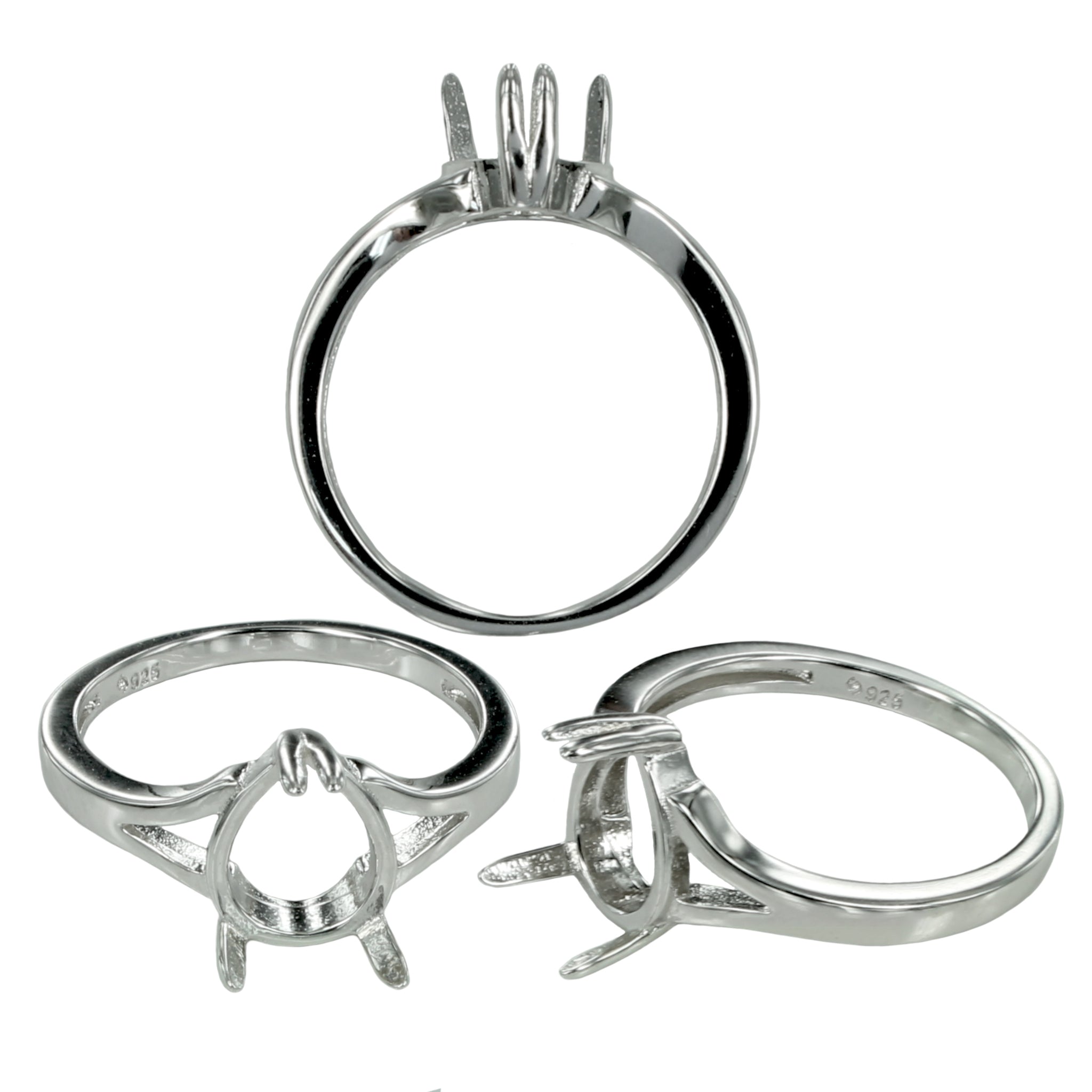 Pear Shape Ring with Pear Prongs Mounting in Sterling Silver 8x9mm
