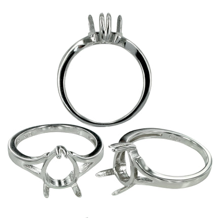 Pear Shape Ring with Pear Prongs Mounting in Sterling Silver 8x9mm