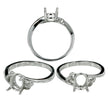 Cross-Over Ring with Curves and Oval Setting in Sterling Silver for 6x7mm Stones