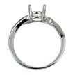 Cross-Over Ring with Curves and Oval Setting in Sterling Silver for 6x7mm Stones