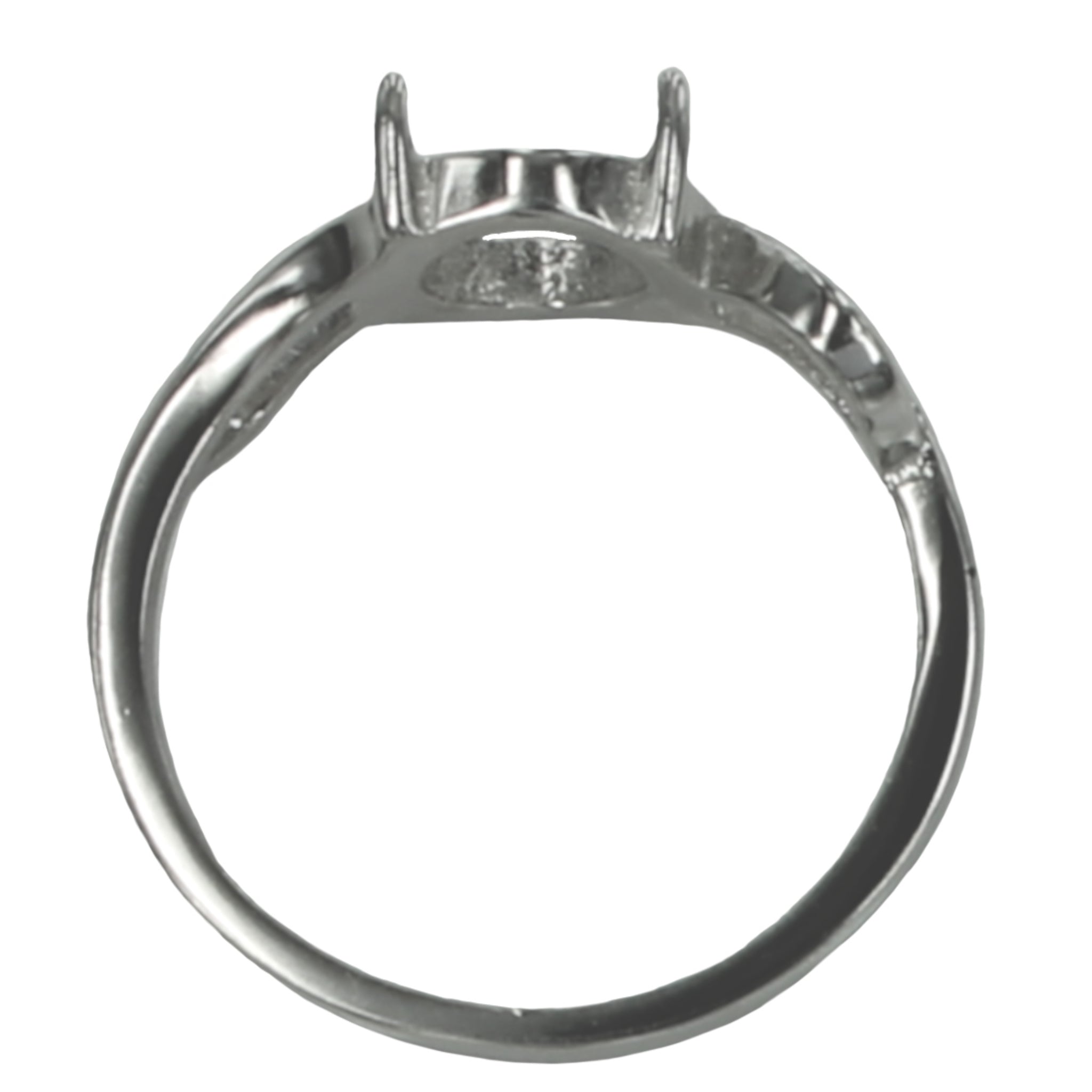 Cross-Over Ring with Oval Prong Mounting in Sterling Silver 8x10mm