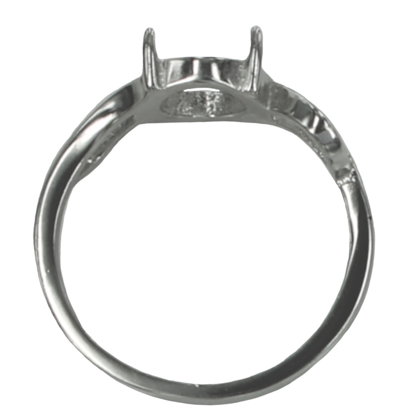 Cross-Over Ring with Oval Prong Mounting in Sterling Silver 8x10mm