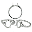 Granular Cross-Over Ring with Oval Prong Mounting in Sterling Silver for 8x10mm stones