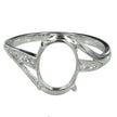 Granular Cross-Over Ring with Oval Prong Mounting in Sterling Silver for 8x10mm stones
