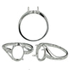 Granular Cross-Over Ring with Oval Prong Mounting in Sterling Silver for 8x10mm stones