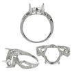 Unique Style Ring with Cubic Zirconia Inlays and Oval Prong Mounting in Sterling Silver 10x11mm