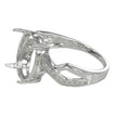 Unique Style Ring with Cubic Zirconia Inlays and Oval Prong Mounting in Sterling Silver 10x11mm