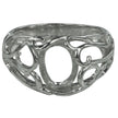 Swirls Ring with Oval Bezel Mounting in Sterling Silver 7x9mm