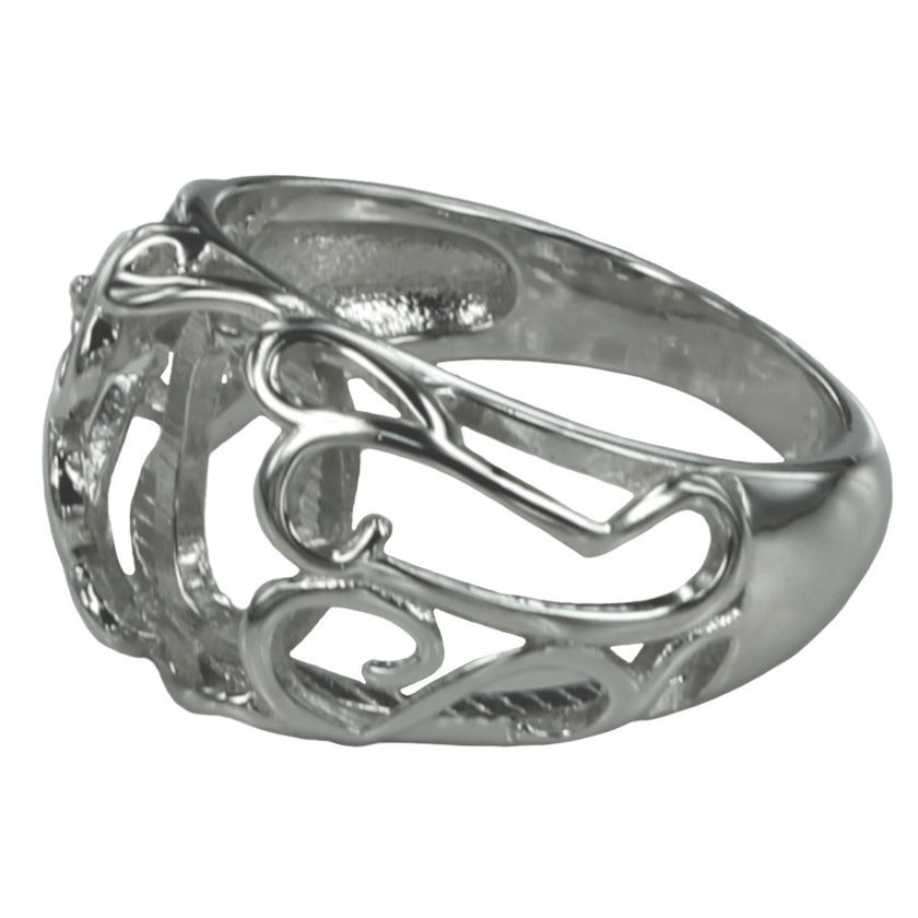 Swirls Ring with Oval Bezel Mounting in Sterling Silver 7x9mm