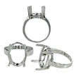 Ring with Oval Prongs Mounting in Sterling Silver 13x17mm