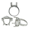 Ring with Oval Prongs Mounting in Sterling Silver 13x17mm
