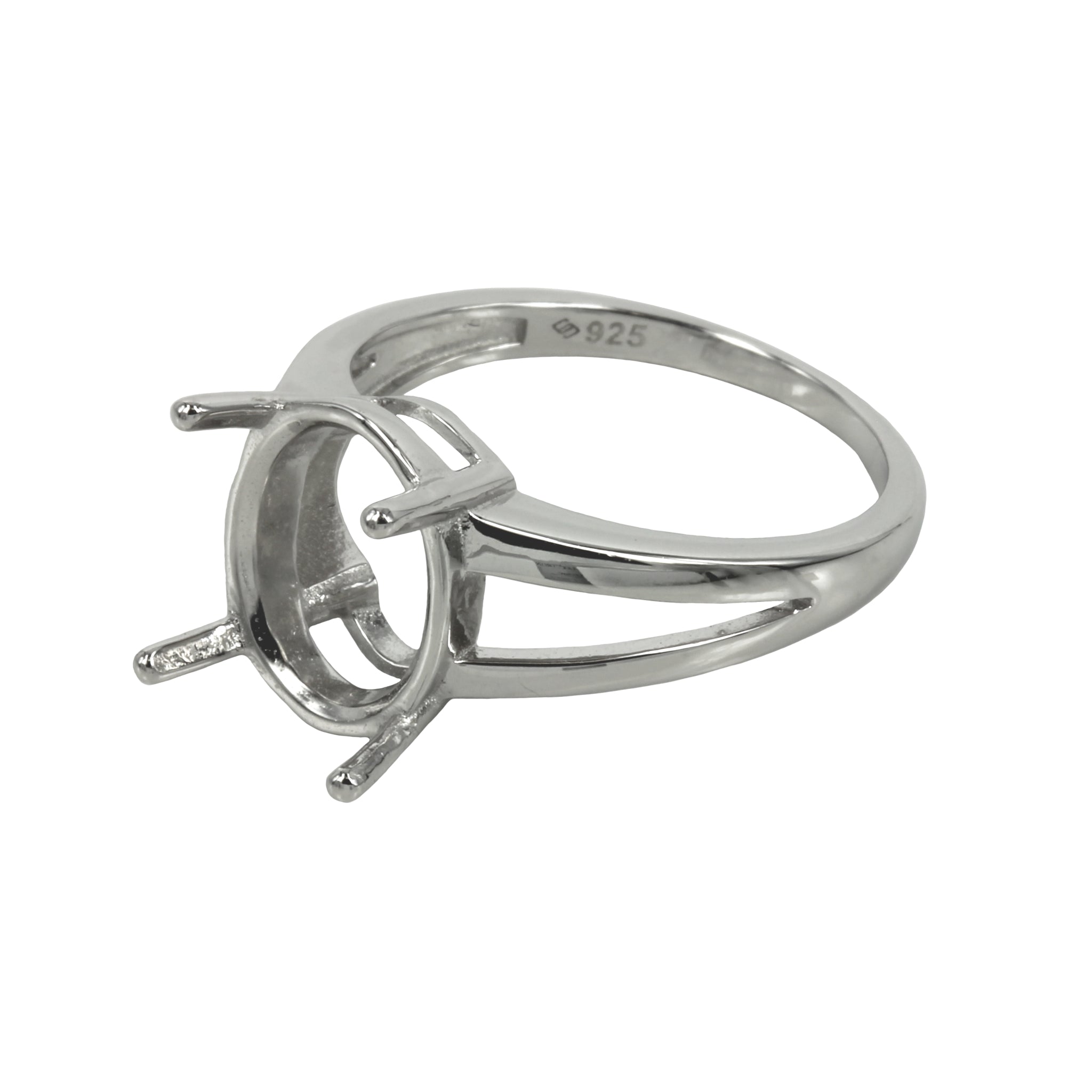 Classic basket style split-shank ring with prong setting in sterling silver - Various Sizes