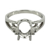 Fleur de Lys Ring with Oval Prongs Mounting in Sterling Silver - Various Sizes
