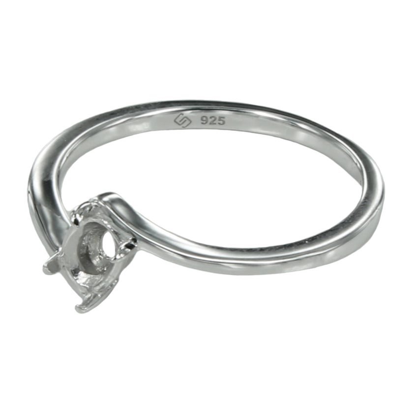 Crossover Ring with Oval Prong Mounting in Sterling Silver for 4x6mm Stones