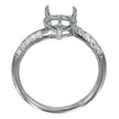 Offset ring with pear setting in sterling silver for 7x9mm stones
