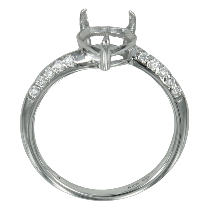 Offset ring with pear setting in sterling silver for 7x9mm stones