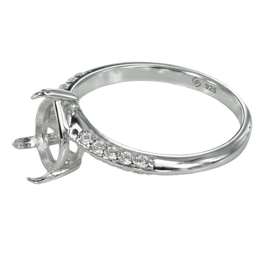 Offset ring with pear setting in sterling silver for 7x9mm stones