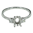 Classic Basket Ring with CZ's in Sterling Silver for 4x6mm Stones