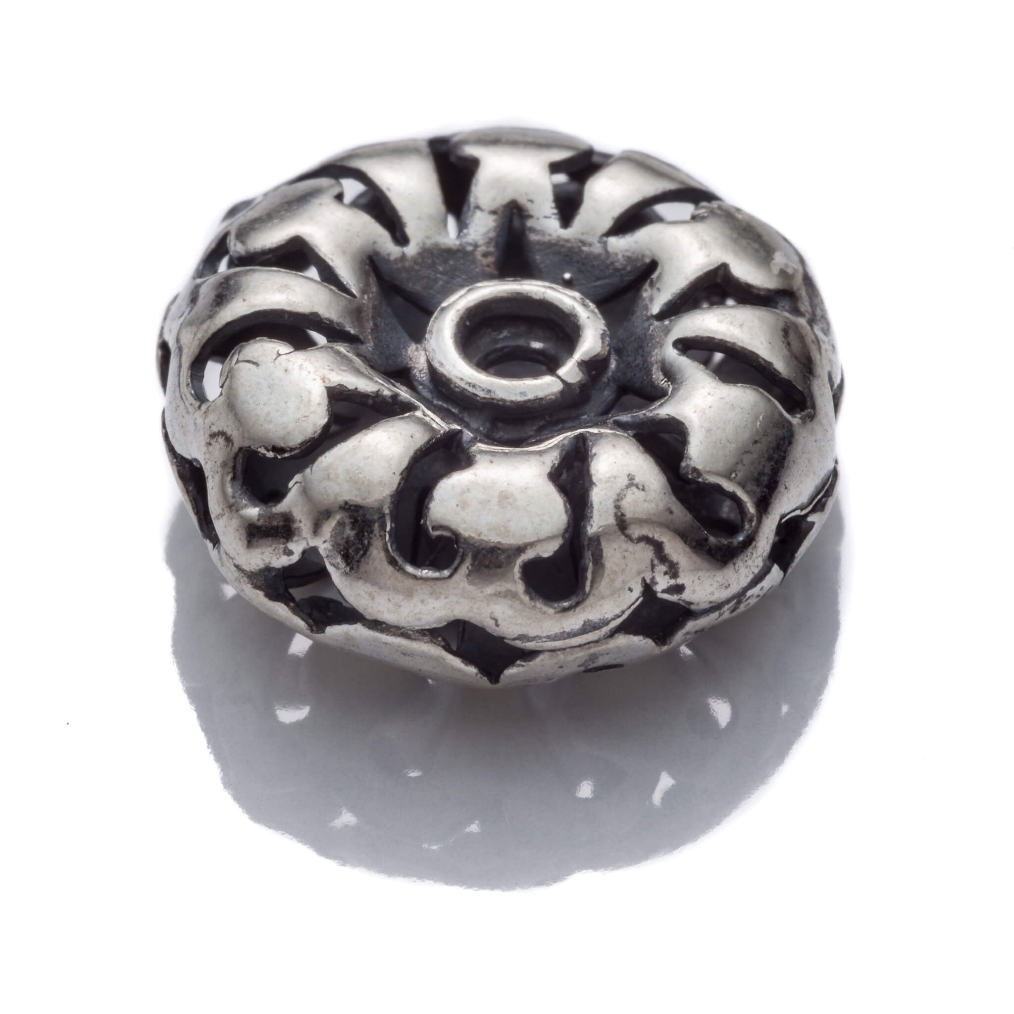 Flat Round Spacer Bead in Antique Sterling