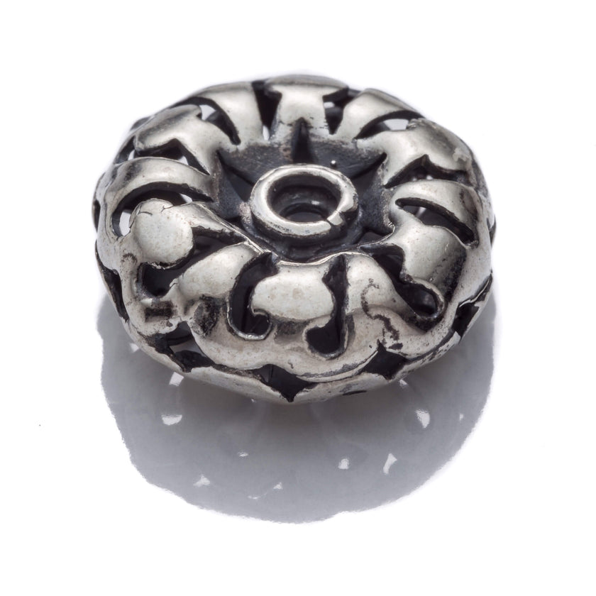 Flat Round Spacer Bead in Antique Sterling