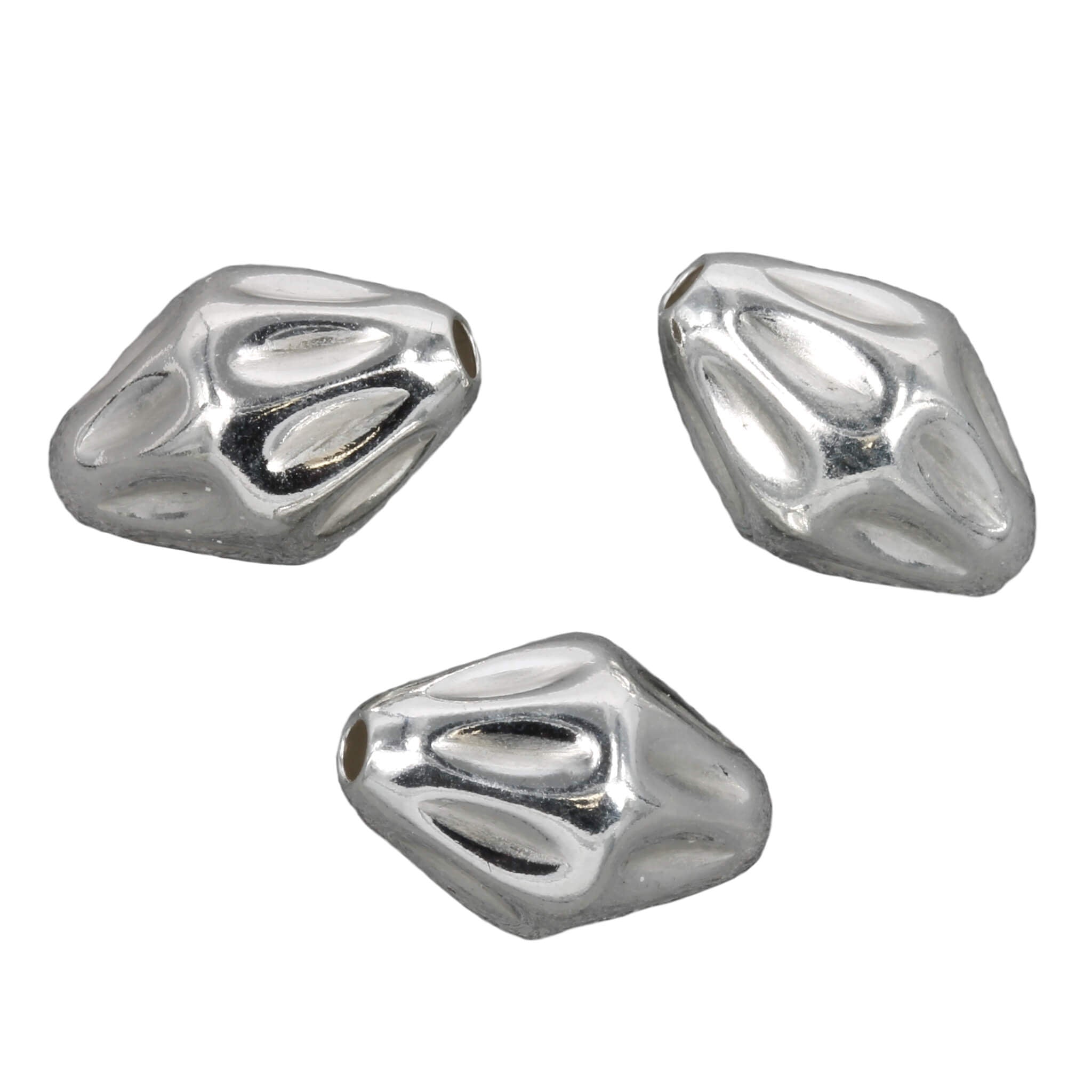 Dimpled Bicone Bead in Sterling Silver