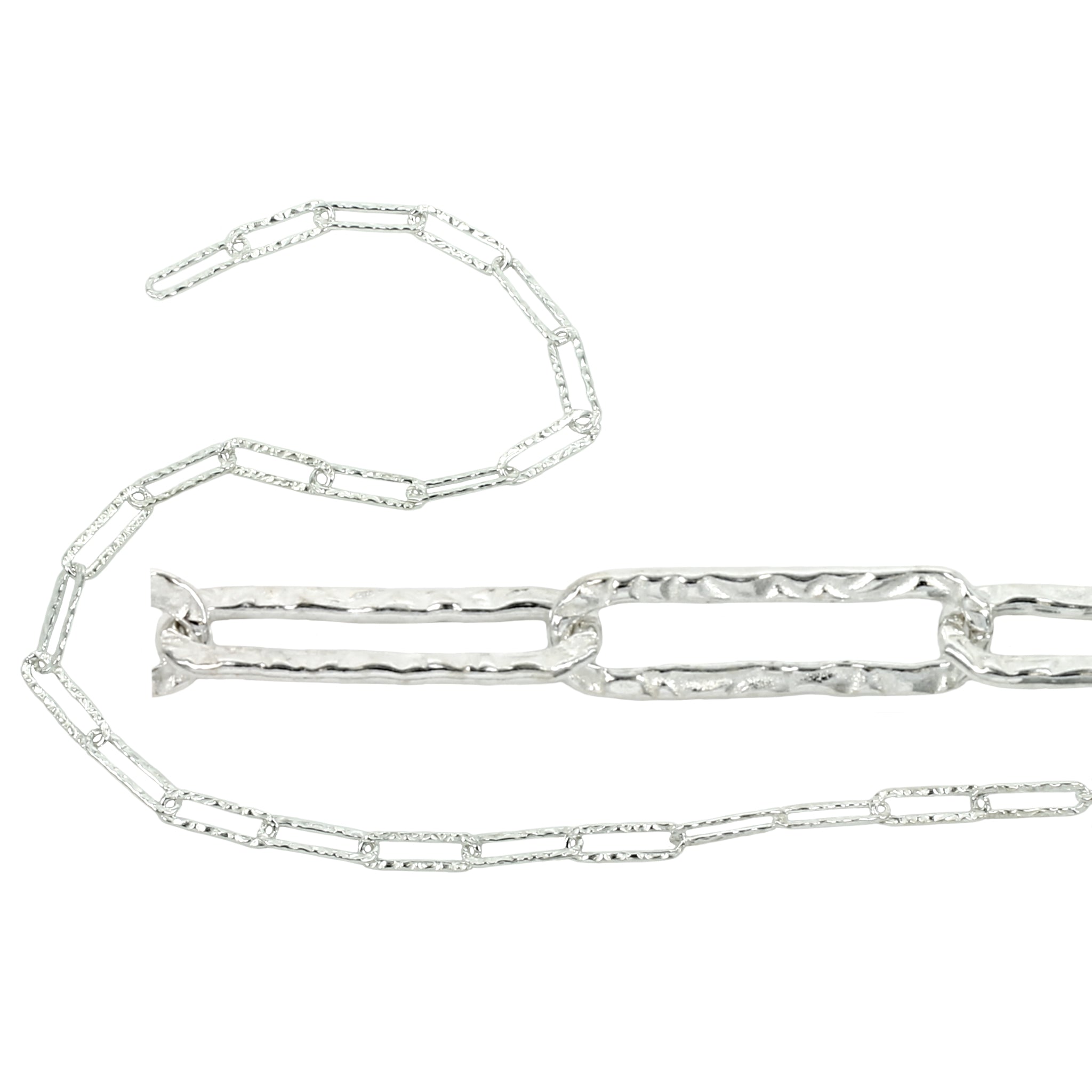 Paperclip Chain in sterling Silver 3.5 x 12mm Textured Links