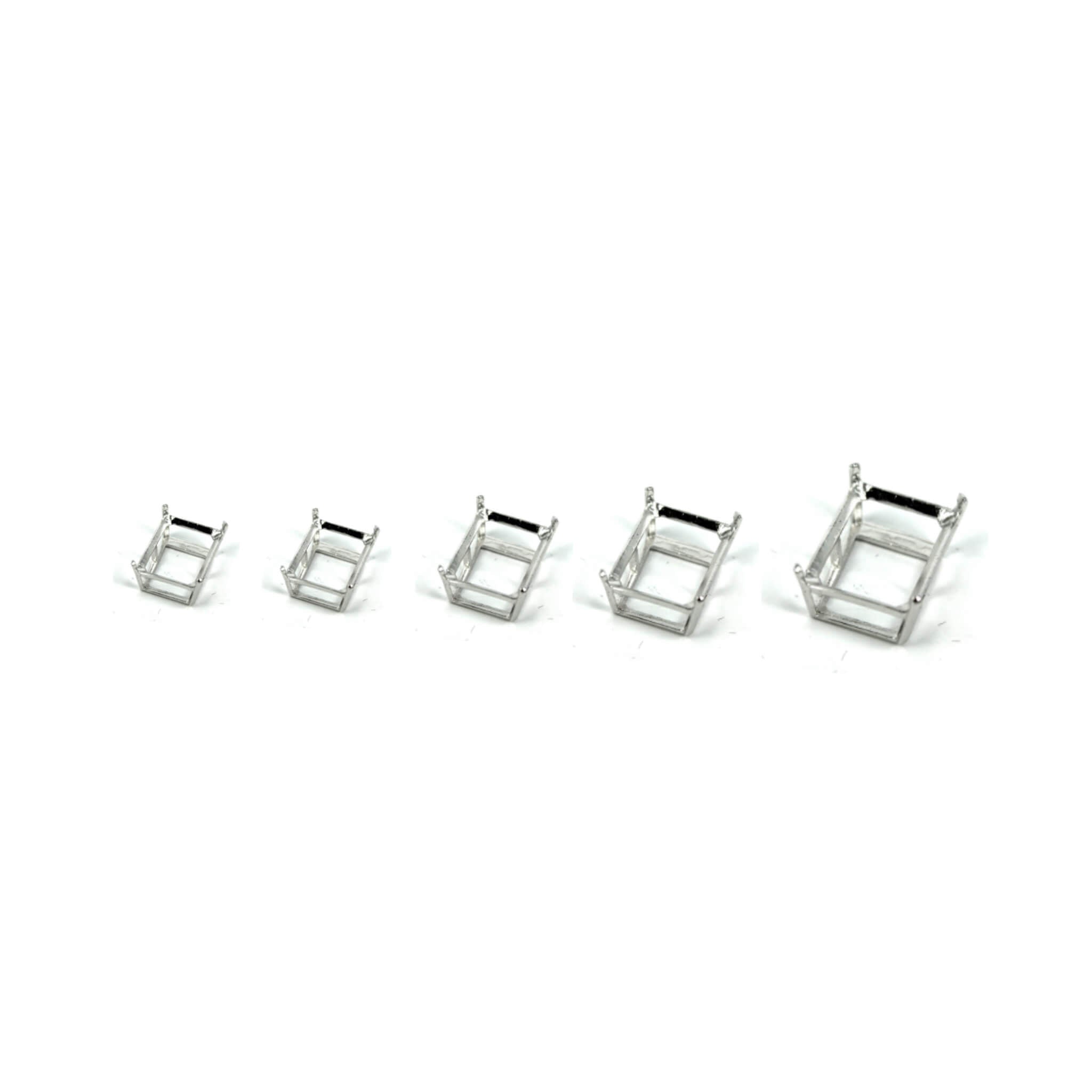 Rectangular Multi-Purpose Jeweller Setting Pendant with Rectangular Basket Mounting in Sterling Silver