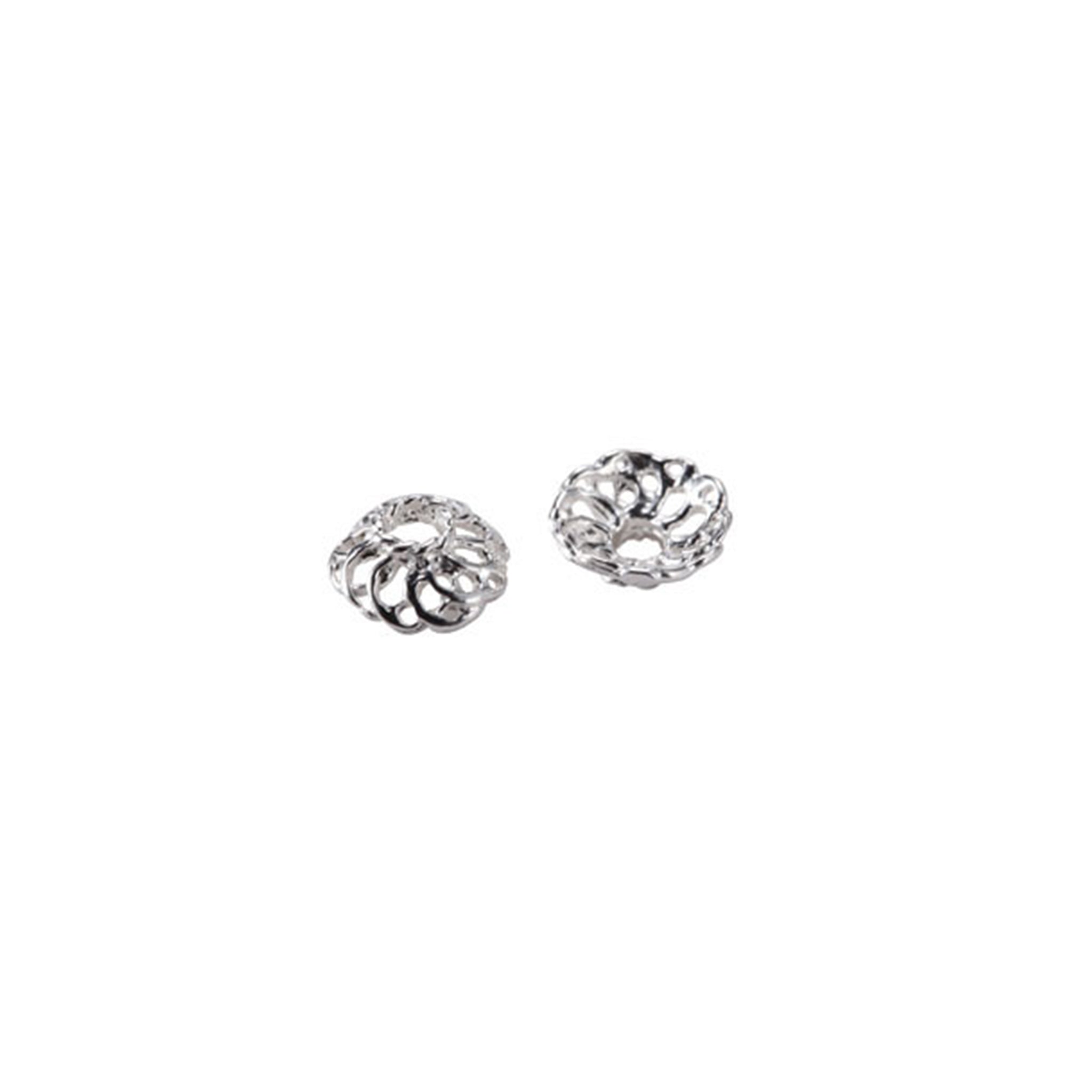 Spiral Scalloped Bead Cap in Sterling Silver 6.8 x2mm