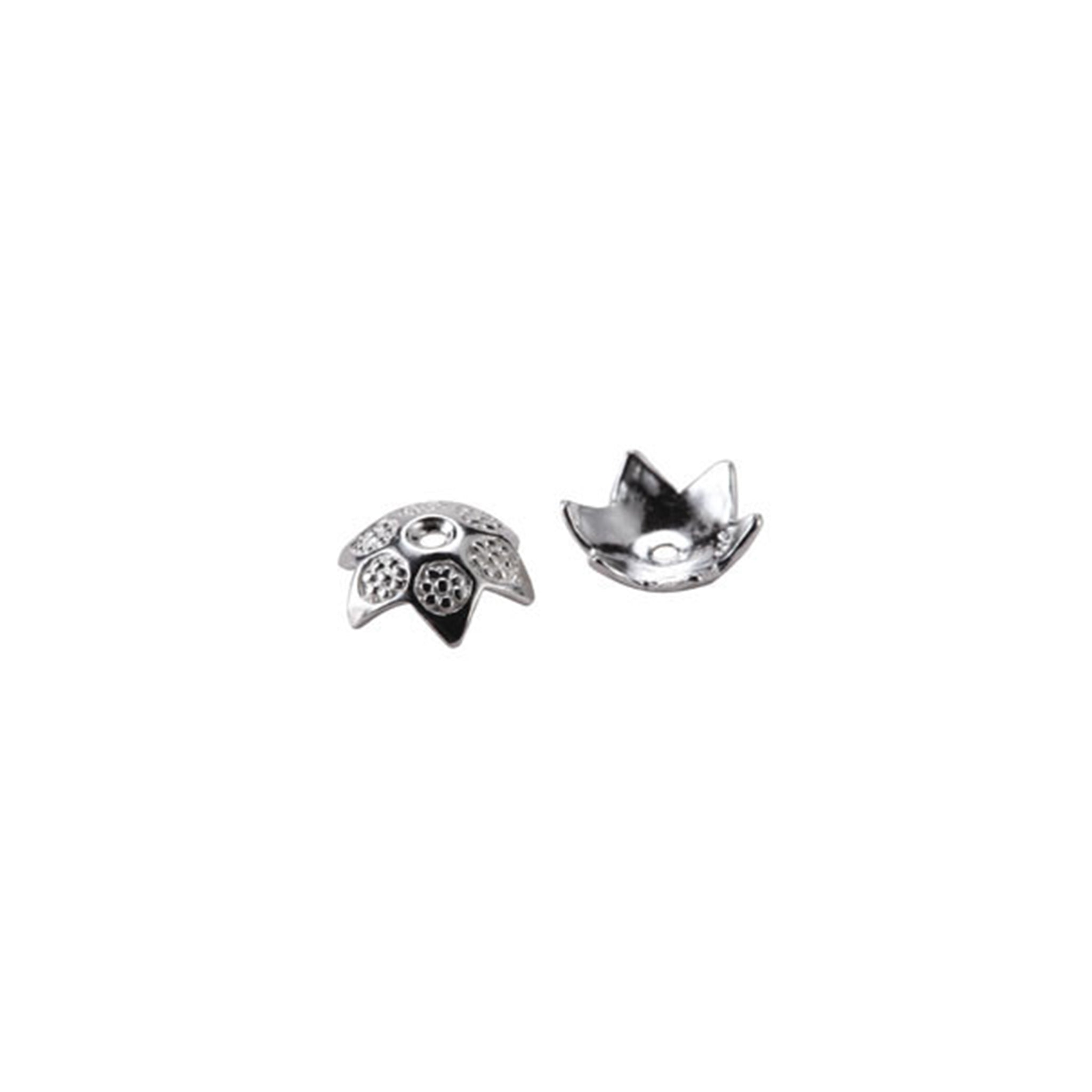 Rosette Star Scalloped Bead Cap in Sterling Silver 10.5x1.2mm