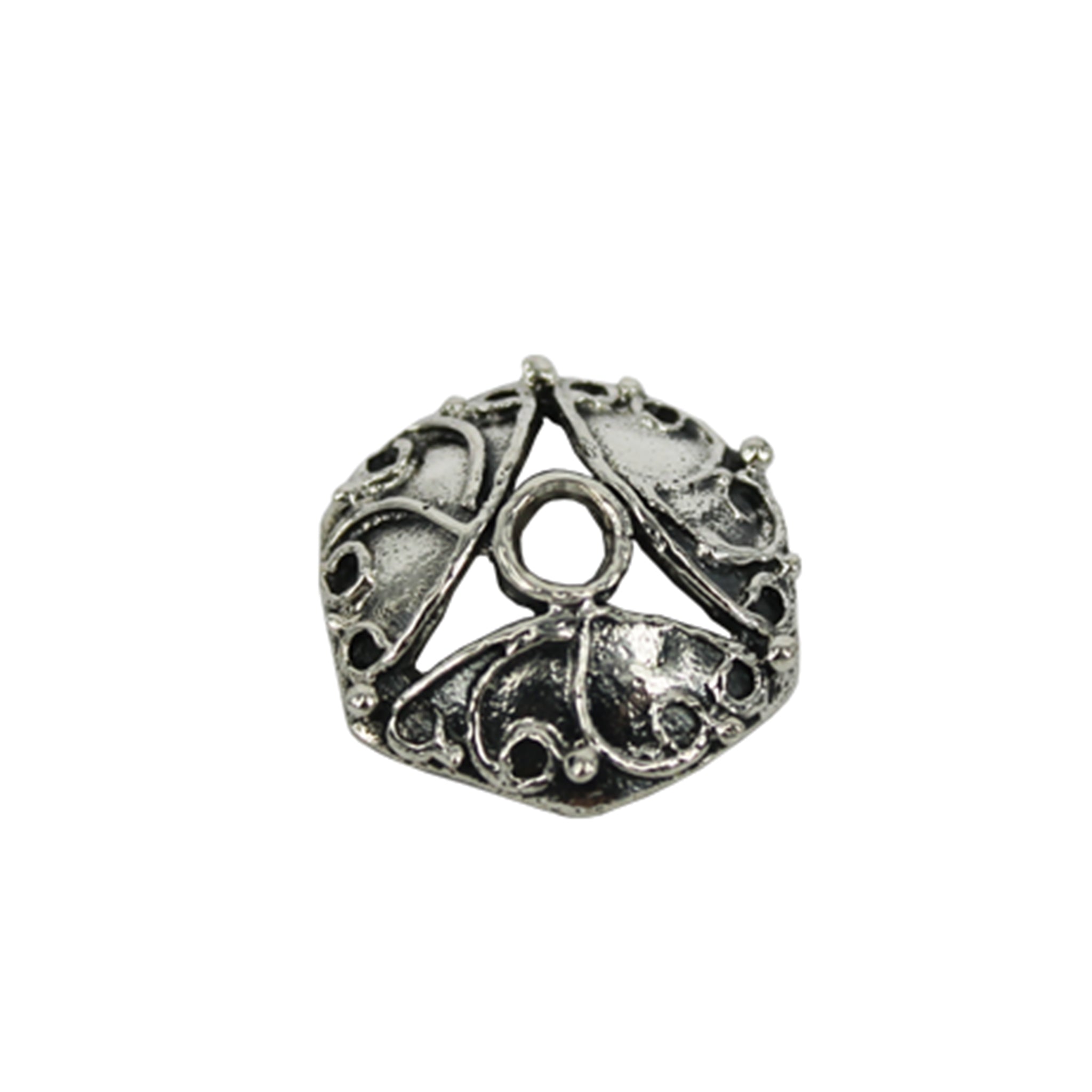 Swirls Bead Cap in Antique Sterling Silver 14.95mm